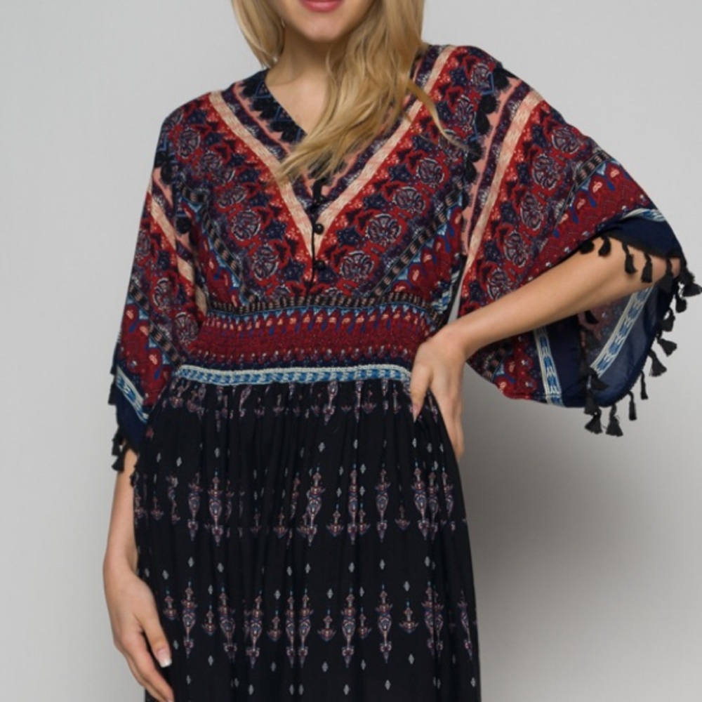 REDUCED💰 Navy Loose Sleeve Boho Maxi - Picture 4 of 6